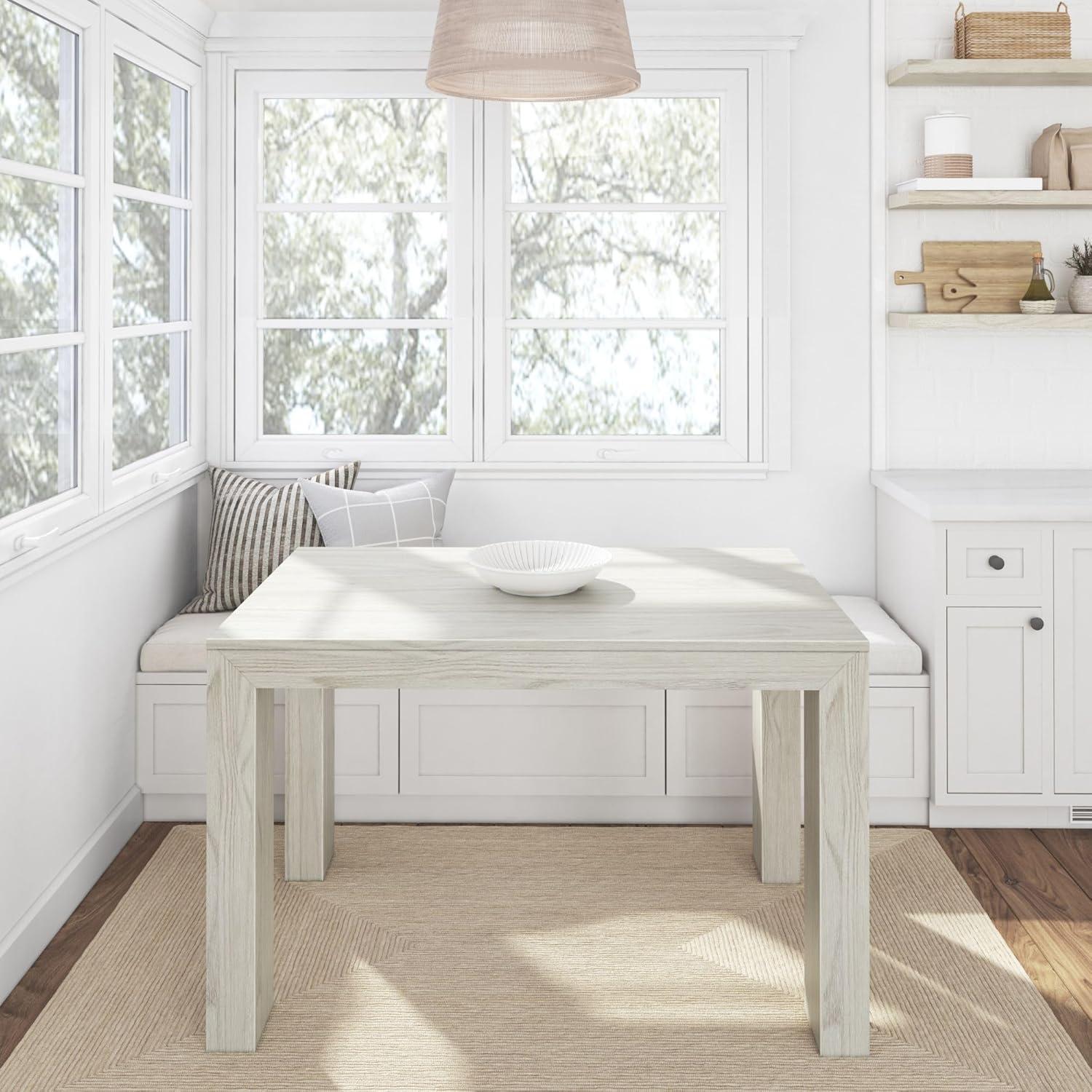 image:imagePlankBeam 60 Inch Dining Bench for Dining Room Table and Entryway Solid Wood Walnut Wirebrush FinishWhite Sand Wirebrush