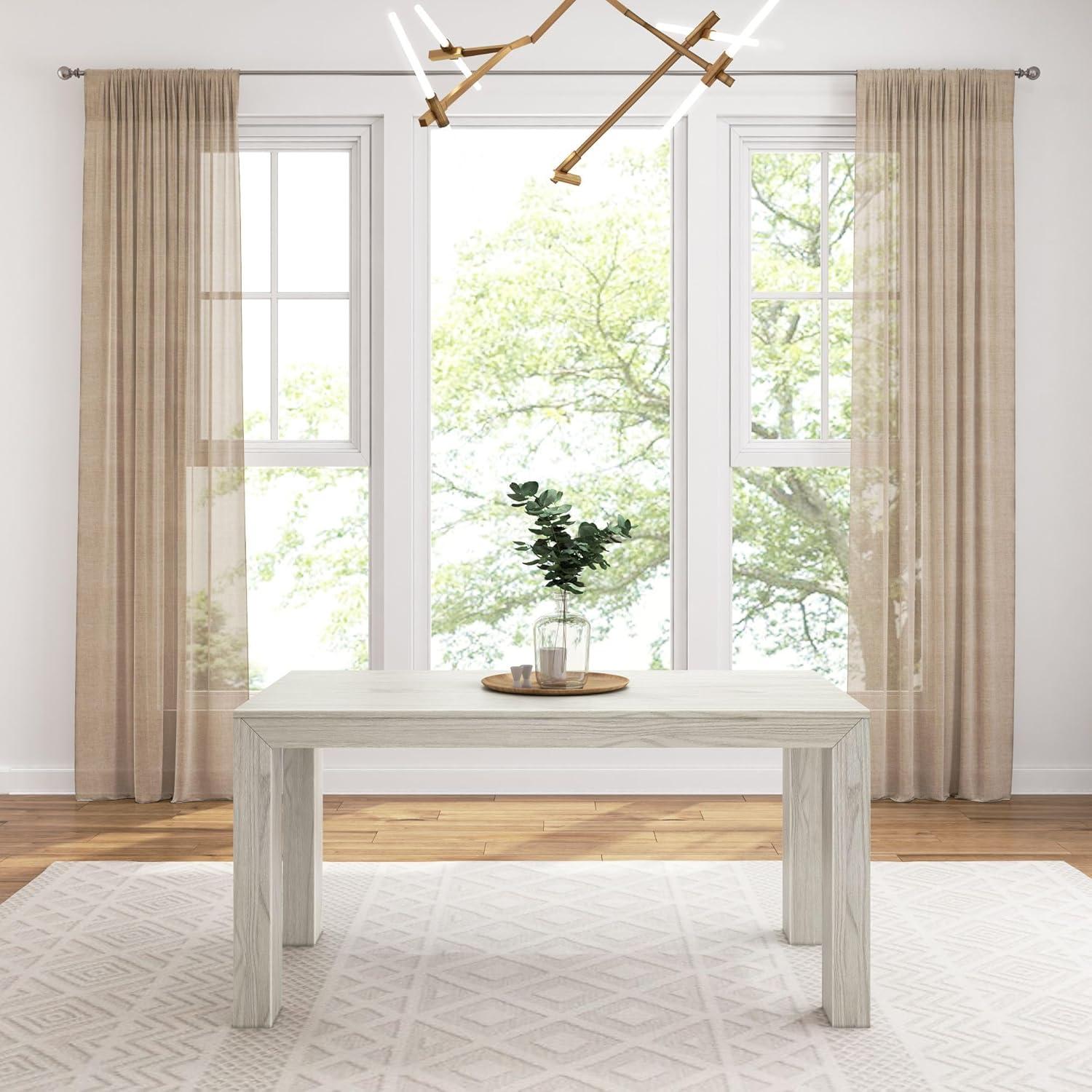 image:imagePlankBeam 60 Inch Dining Bench for Dining Room Table and Entryway Solid Wood Walnut Wirebrush FinishWhite Sand Wirebrush