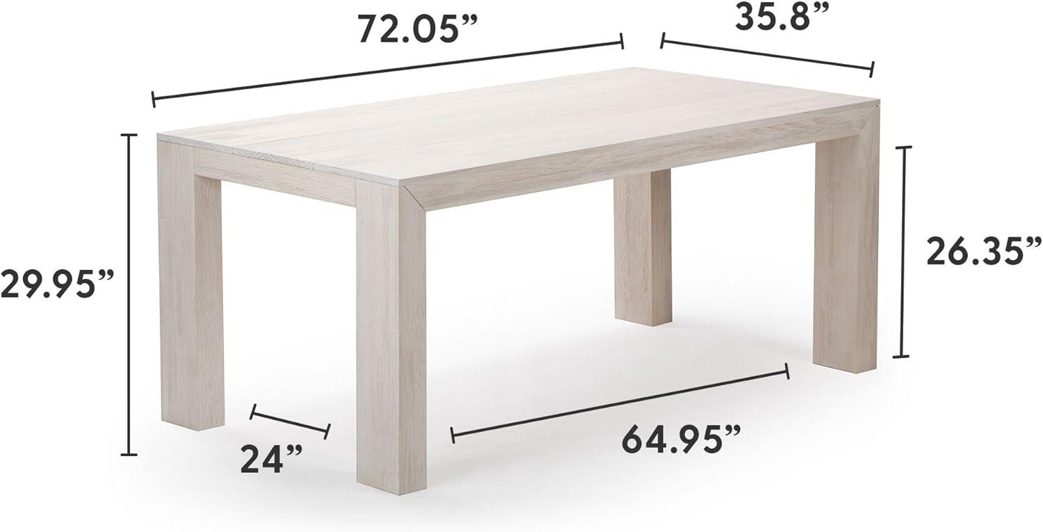 image:imagePlankBeam 60 Inch Dining Bench for Dining Room Table and Entryway Solid Wood Walnut Wirebrush FinishWhite Sand Wirebrush