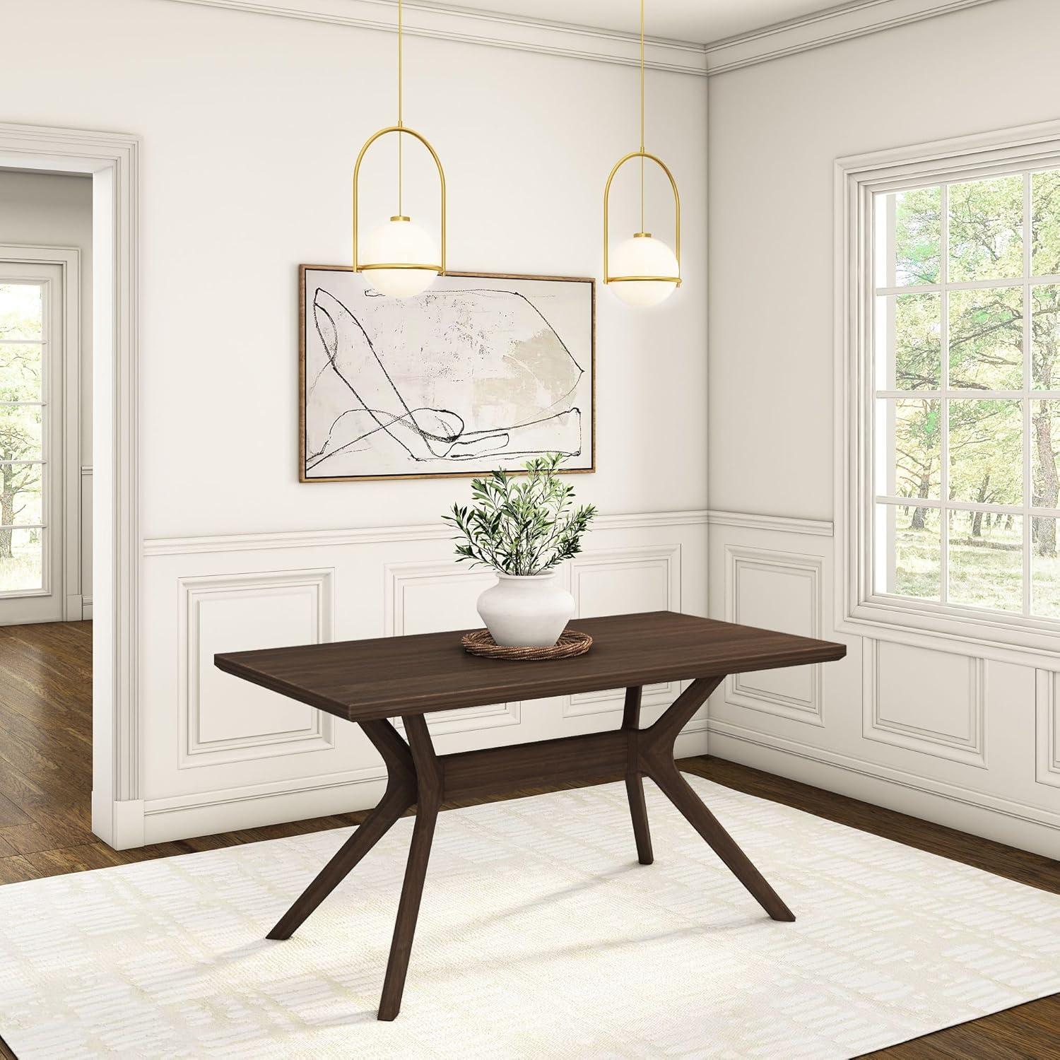 image:imagePlankBeam Verso Dining Room Bench 60 Inch Modern Dining Bench Wooden Bench for Dining Room Entryway Bench Minimalist Room Bench BlackWalnut