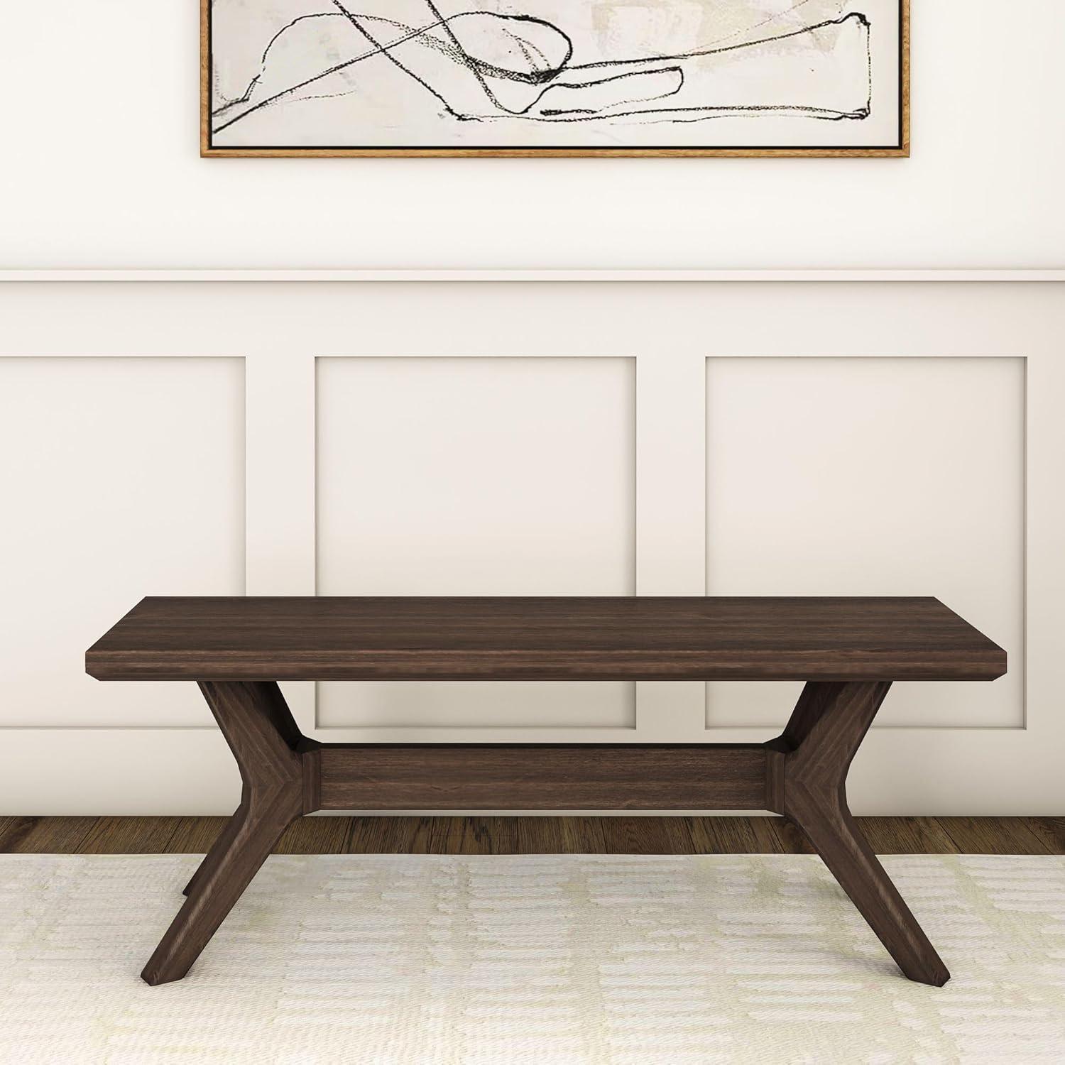 image:imagePlankBeam Verso Dining Room Bench 60 Inch Modern Dining Bench Wooden Bench for Dining Room Entryway Bench Minimalist Room Bench BlackWalnut