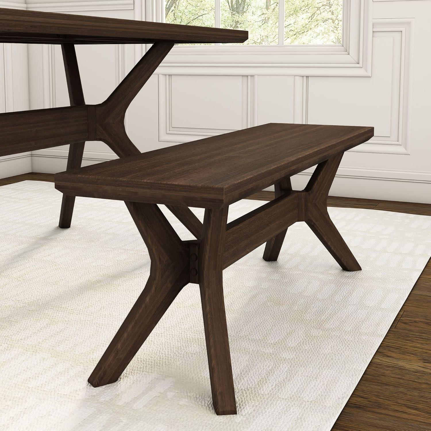 image:imagePlankBeam Verso Dining Room Bench 60 Inch Modern Dining Bench Wooden Bench for Dining Room Entryway Bench Minimalist Room Bench BlackWalnut