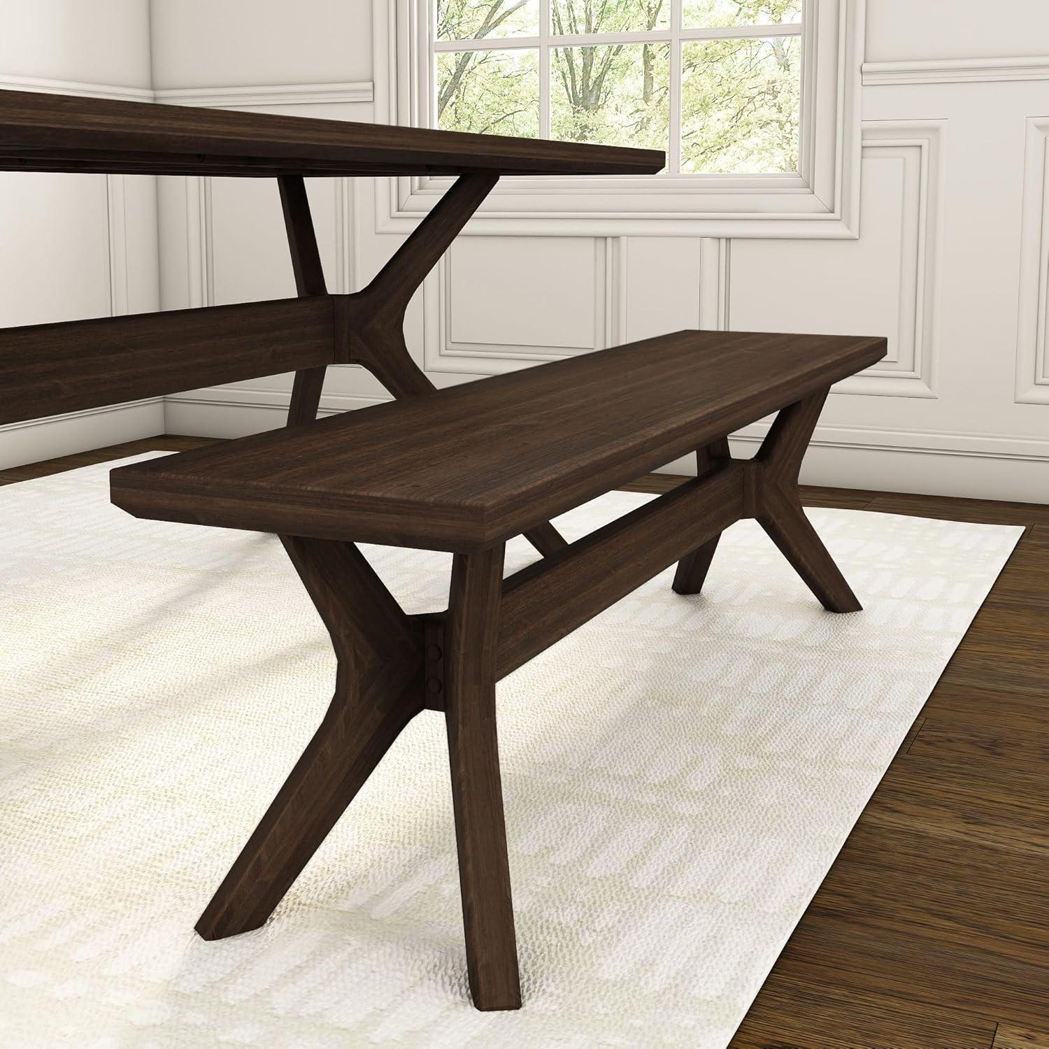image:imagePlankBeam Verso Dining Room Bench 60 Inch Modern Dining Bench Wooden Bench for Dining Room Entryway Bench Minimalist Room Bench BlackWalnut