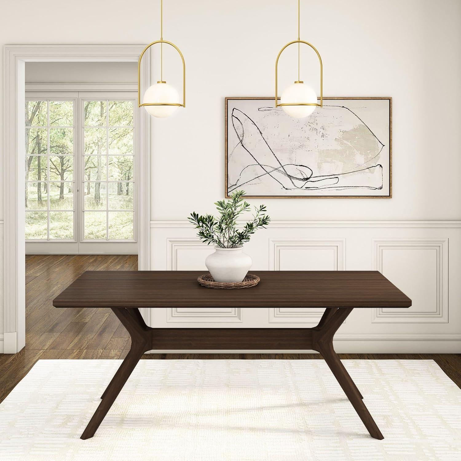image:imagePlankBeam Verso Dining Room Bench 60 Inch Modern Dining Bench Wooden Bench for Dining Room Entryway Bench Minimalist Room Bench BlackWalnut
