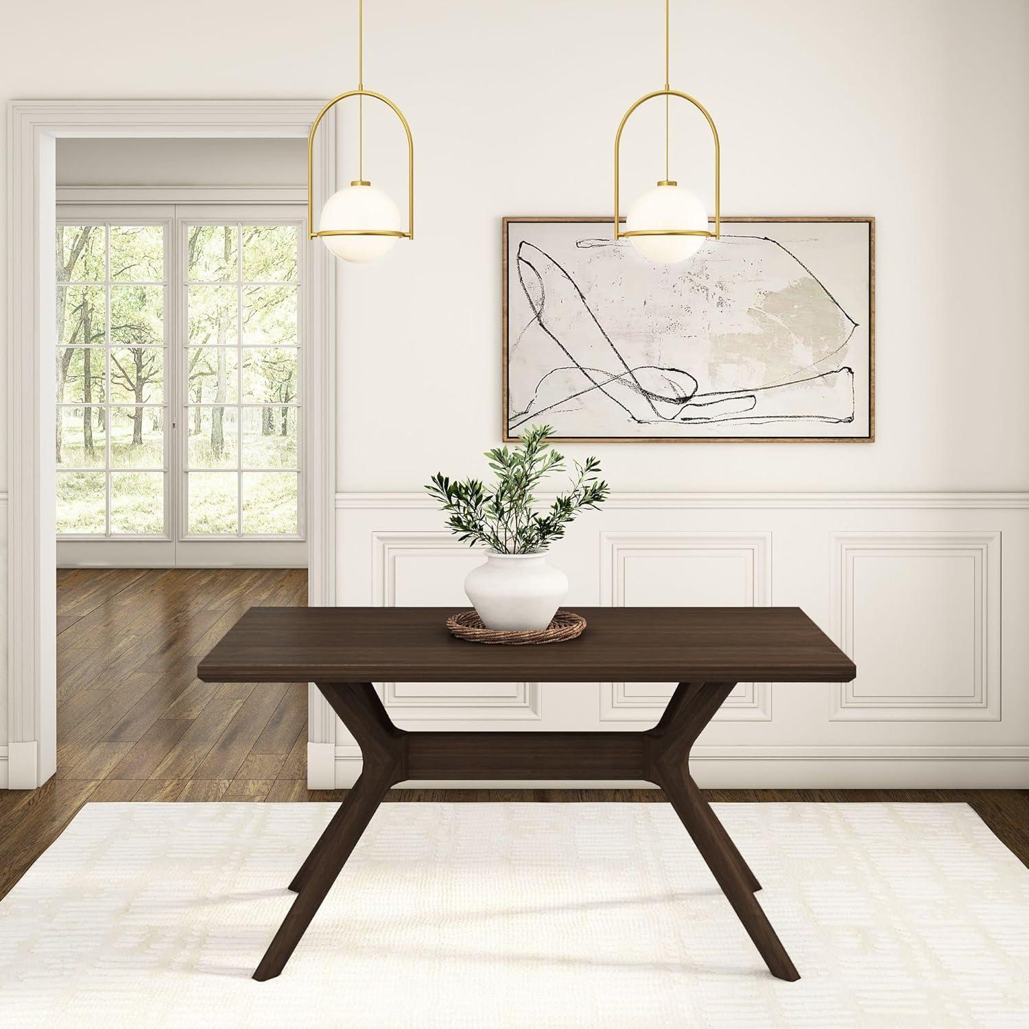 image:imagePlankBeam Verso Dining Room Bench 60 Inch Modern Dining Bench Wooden Bench for Dining Room Entryway Bench Minimalist Room Bench BlackWalnut