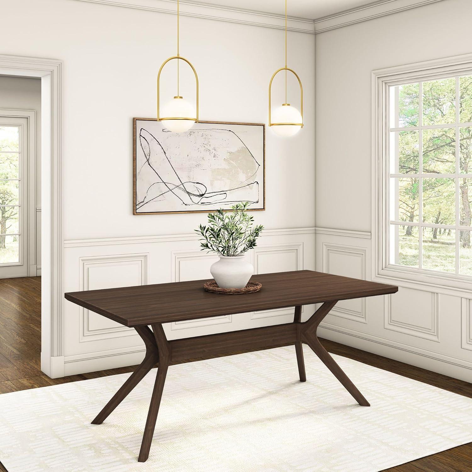 image:imagePlankBeam Verso Dining Room Bench 60 Inch Modern Dining Bench Wooden Bench for Dining Room Entryway Bench Minimalist Room Bench BlackWalnut