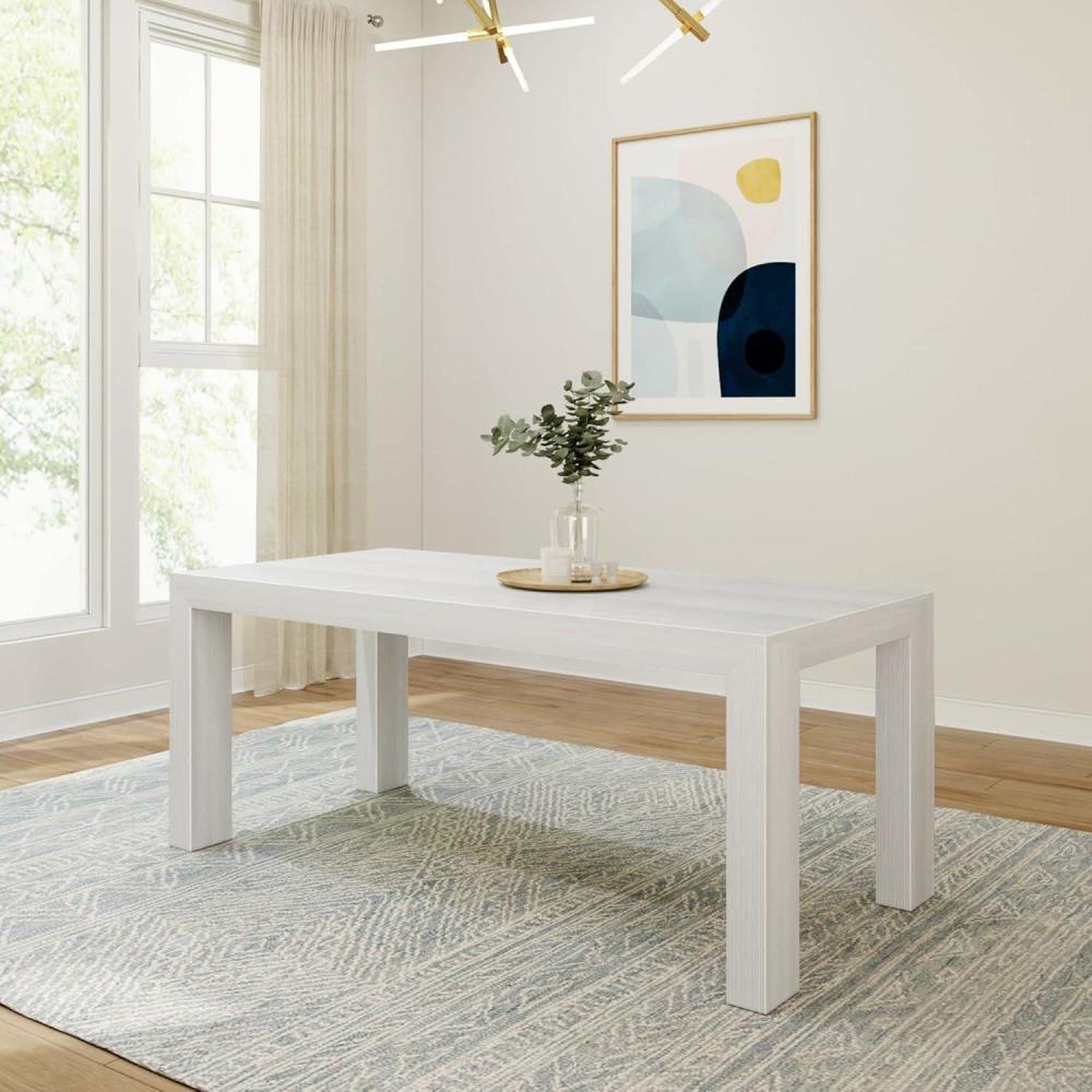 image:imagePlankBeam 60 Inch Dining Bench for Dining Room Table and Entryway Solid Wood Walnut Wirebrush FinishWhite Wirebrush