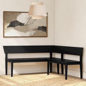 Plank+Beam Risa 64” x 64” Corner Bench – Solid Pine and Hardwood, Space-Saving L-Shaped Design for Dining or Kitchen Nooks, Black