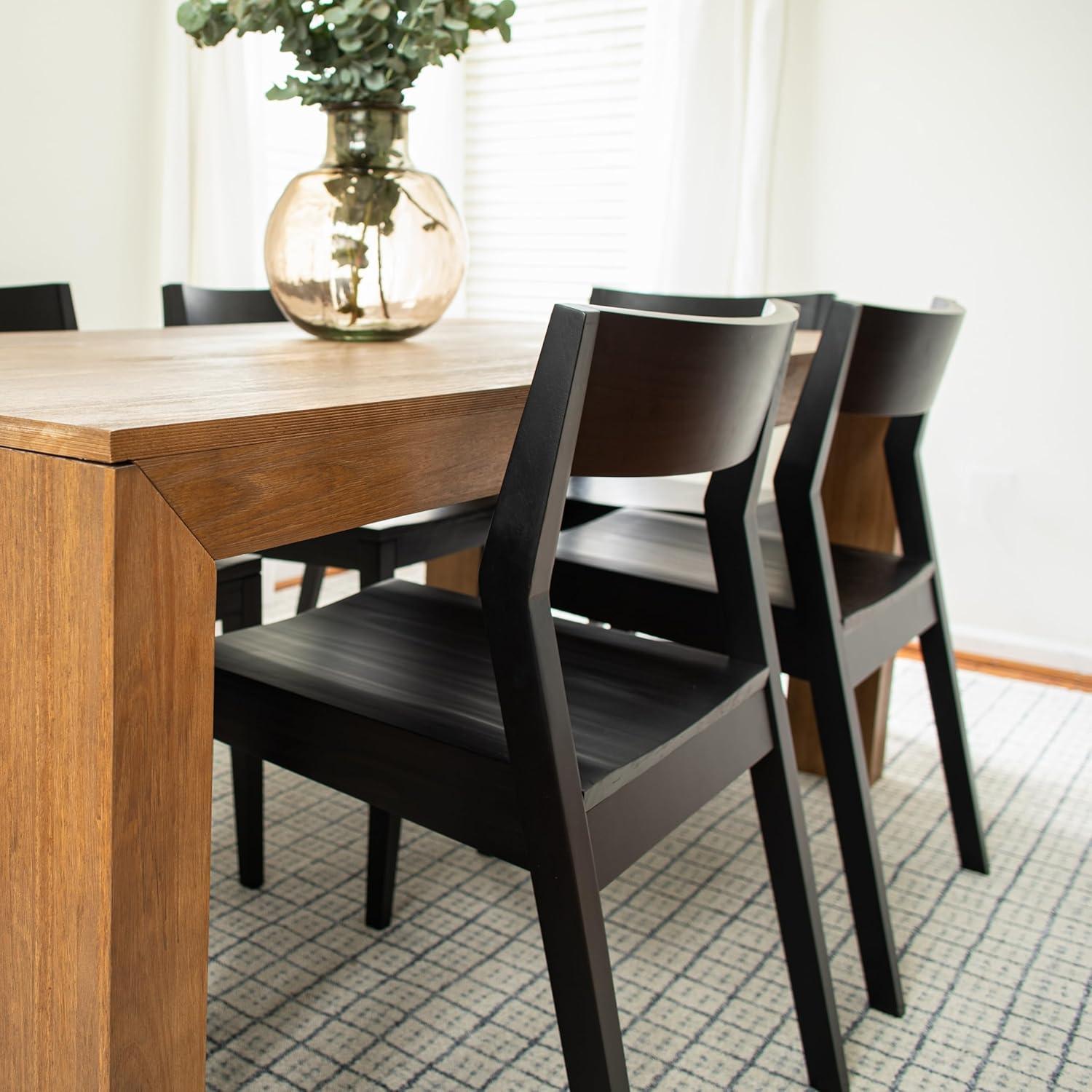 image:imagePlankBeam Modern Dining Chair Set of 2 Wooden Kitchen and Dining Room Chairs Wood Chair for Office Living Room BlackBlack