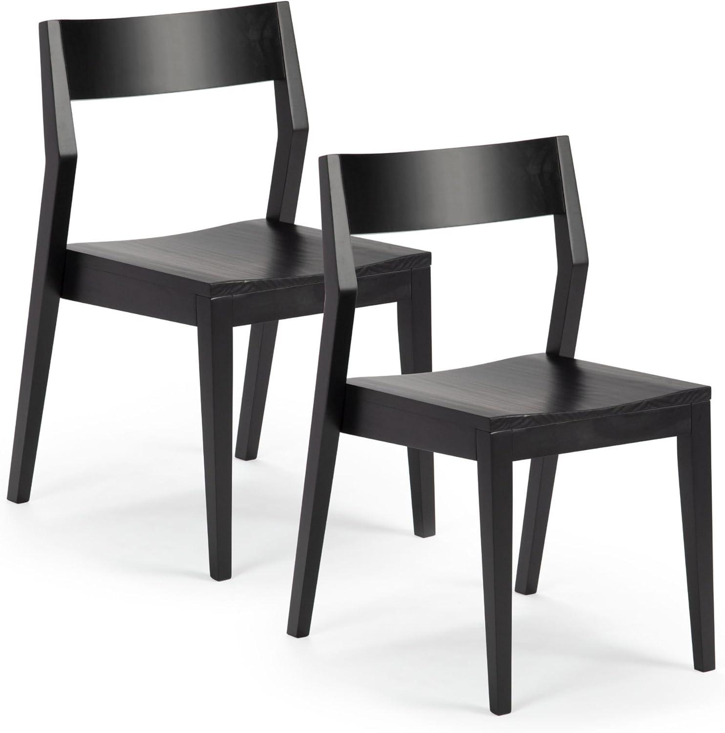 image:imagePlankBeam Modern Dining Chair Set of 2 Wooden Kitchen and Dining Room Chairs Wood Chair for Office Living Room BlackBlack