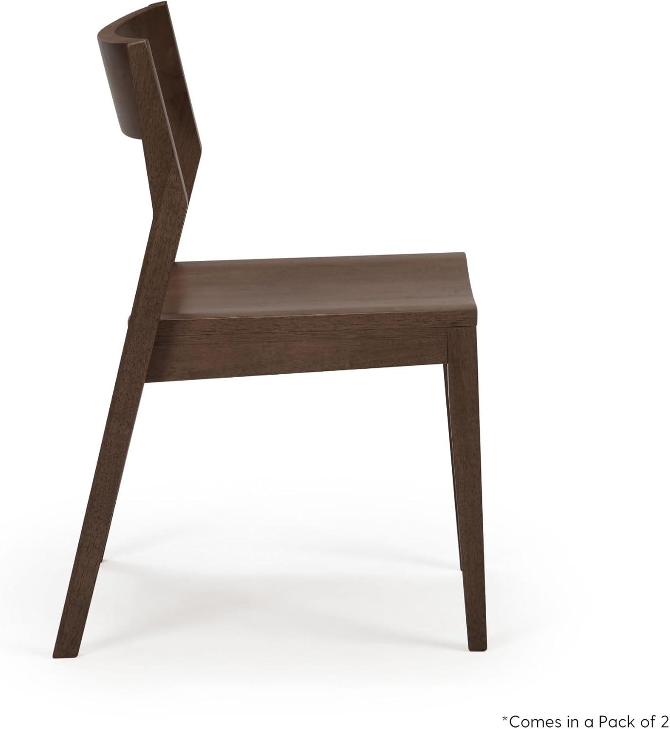image:imagePlankBeam Modern Dining Chair Set of 2 Wooden Kitchen and Dining Room Chairs Wood Chair for Office Living Room BlackWalnut