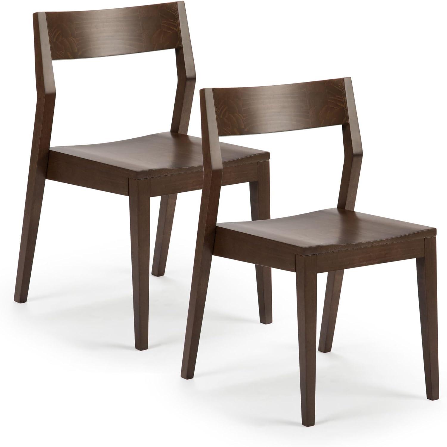 image:imagePlankBeam Modern Dining Chair Set of 2 Wooden Kitchen and Dining Room Chairs Wood Chair for Office Living Room BlackWalnut