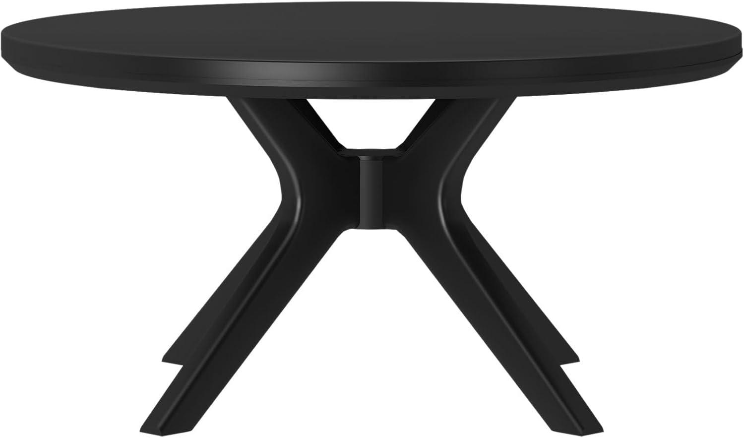image:imagePlankBeam Verso Round Coffee Table 36 Inch Cross Leg Coffee Table Modern Mini Center Tables for Small Spaces Small Living Space Tea Table BlackBlack