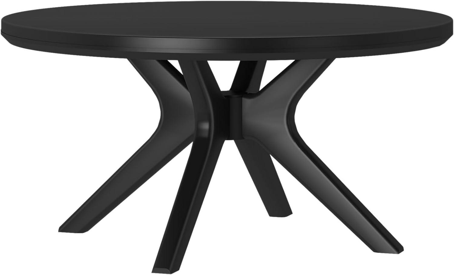 image:imagePlankBeam Verso Round Coffee Table 36 Inch Cross Leg Coffee Table Modern Mini Center Tables for Small Spaces Small Living Space Tea Table BlackBlack