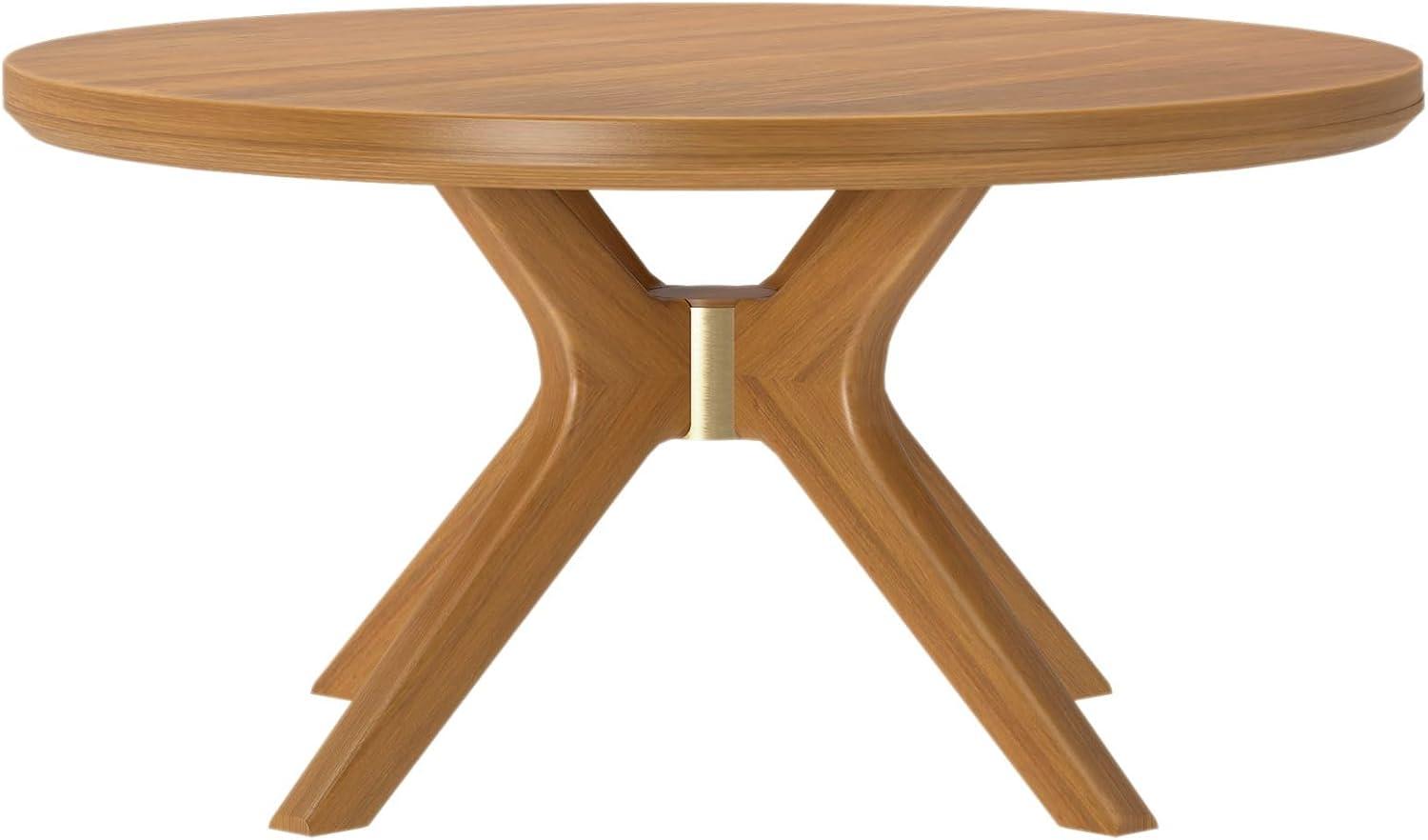 image:imagePlankBeam Verso Round Coffee Table 36 Inch Cross Leg Coffee Table Modern Mini Center Tables for Small Spaces Small Living Space Tea Table BlackPecan