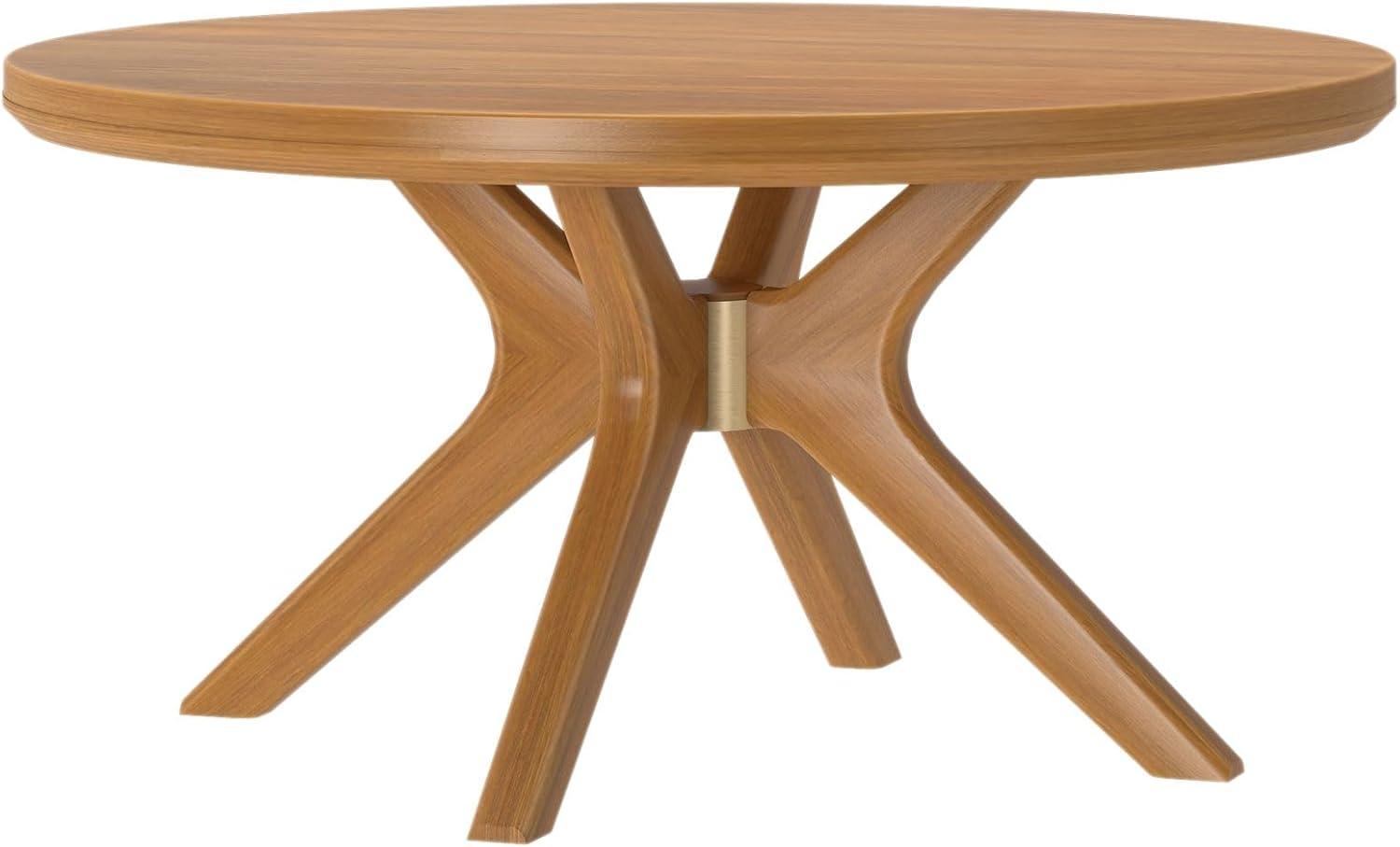 image:imagePlankBeam Verso Round Coffee Table 36 Inch Cross Leg Coffee Table Modern Mini Center Tables for Small Spaces Small Living Space Tea Table BlackPecan