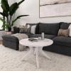 image:imagePlankBeam Verso Round Coffee Table 36 Inch Cross Leg Coffee Table Modern Mini Center Tables for Small Spaces Small Living Space Tea Table BlackCoastal White