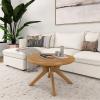 image:imagePlankBeam Verso Round Coffee Table 36 Inch Cross Leg Coffee Table Modern Mini Center Tables for Small Spaces Small Living Space Tea Table BlackPecan
