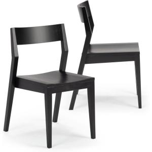Plank+Beam Modern Dining Chair Set of 2, Wooden Kitchen and Dining Room Chairs, Wood Chair for Office, Living Room, Black(Black)