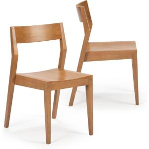 Plank+Beam Modern Dining Chair Set of 2, Wooden Kitchen and Dining Room Chairs, Wood Chair for Office, Living Room, Black(Pecan)