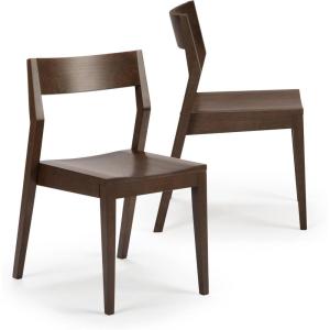 Plank+Beam Modern Dining Chair Set of 2, Wooden Kitchen and Dining Room Chairs, Wood Chair for Office, Living Room, Black(Walnut)