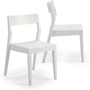 Plank+Beam Modern Dining Chair Set of 2, Wooden Kitchen and Dining Room Chairs, Wood Chair for Office, Living Room, Black(White)
