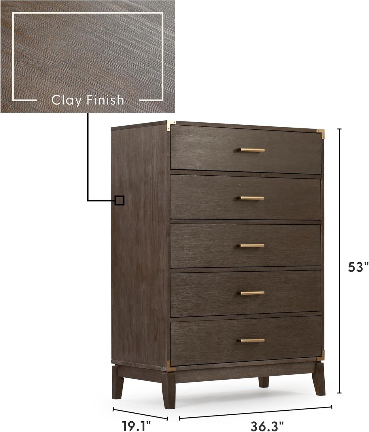 image:imagePlankBeam Contempo Wood Nightstand with 1 Drawer Wooden Side Table for Bedroom Storage Bedside End Table Seashell WirebrushClay