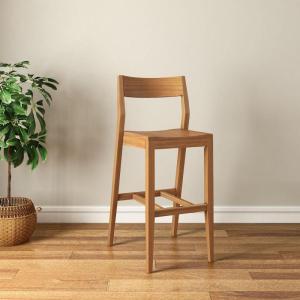 Plank+Beam Modern Bar Height Chair, 44 Inch, Solid Wood Dining Chair for Home Bar, Kitchen, Contemporary Seating for Dining Room, Pecan