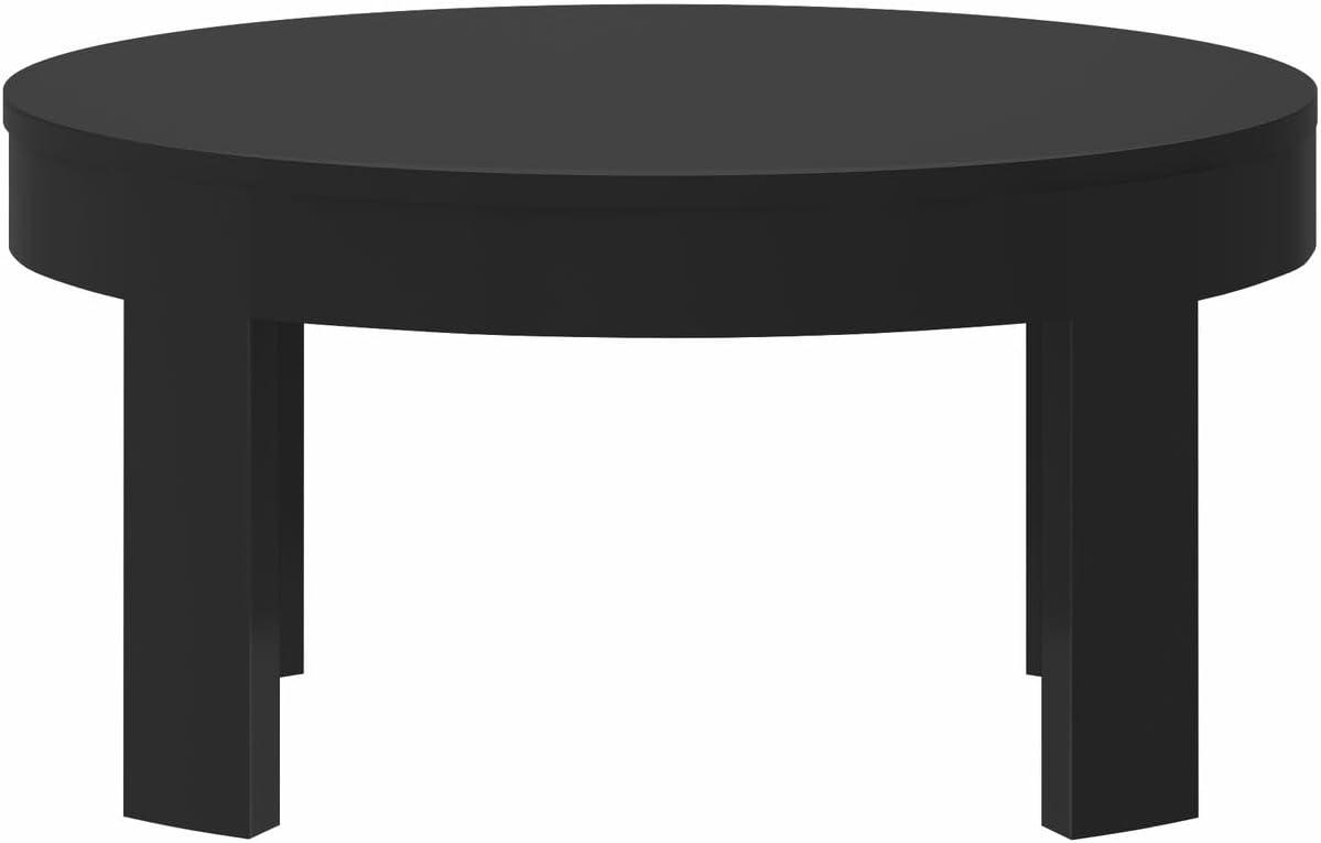 image:imagePlankBeam Contour Round Coffee Table 30 Inch Coffee Table Wood Coffee Tables for Living Room Modern Center Table Occasional Table for Small Spaces Black