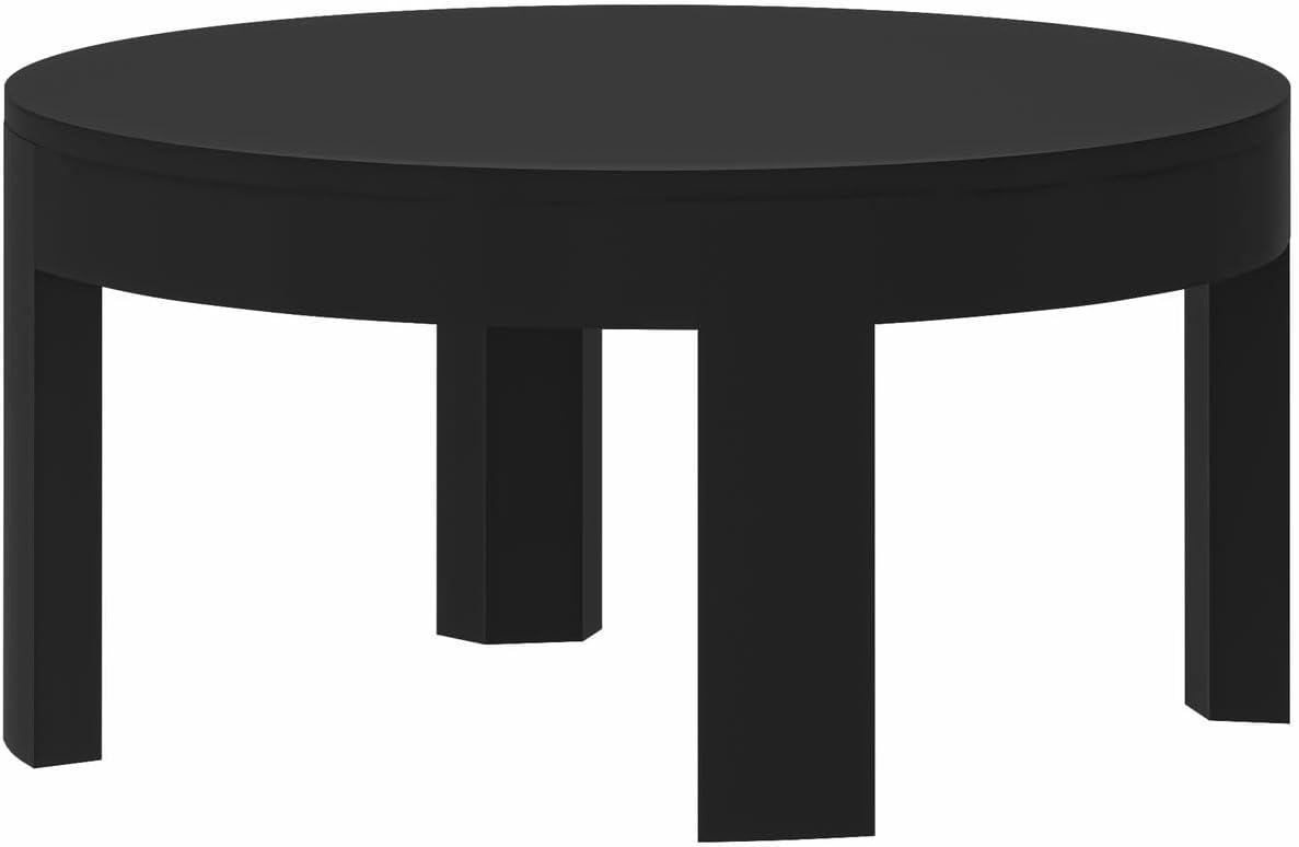image:imagePlankBeam Contour Round Coffee Table 30 Inch Coffee Table Wood Coffee Tables for Living Room Modern Center Table Occasional Table for Small Spaces Black