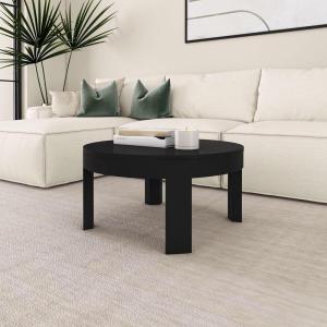 Plank+Beam Contour Round Coffee Table, 30 Inch Coffee Table, Wood Coffee Tables for Living Room, Modern Center Table, Occasional Table for Small Spaces, Black