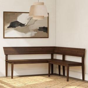 Plank+Beam Risa 64” x 64” Corner Bench – Solid Pine and Hardwood, Space-Saving L-Shaped Design for Dining or Kitchen Nooks, Walnut