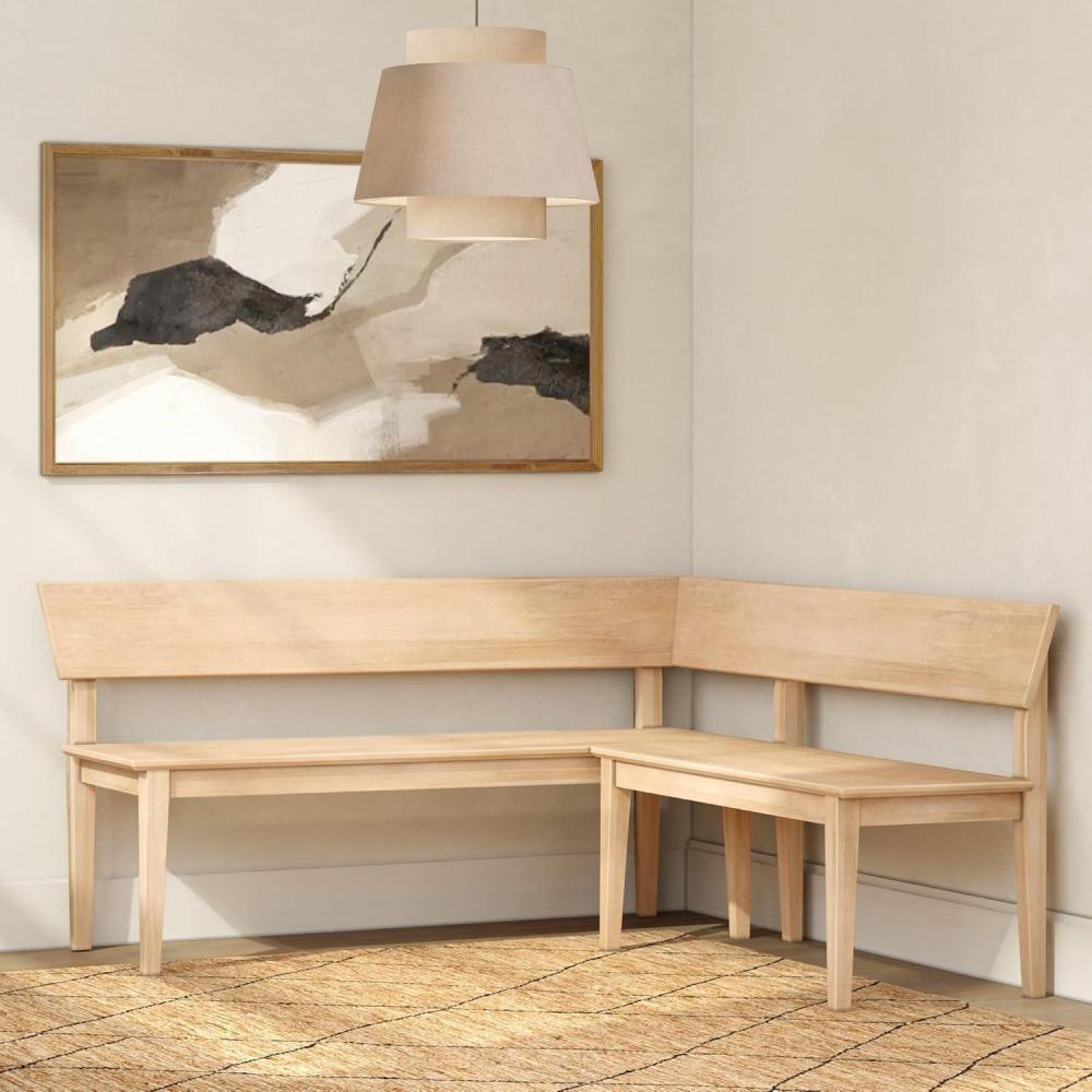 image:imagePlankBeam Risa 64 x 64 Corner Bench  Solid Pine and Hardwood SpaceSaving LShaped Design for Dining or Kitchen Nooks Blonde
