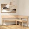 image:imagePlankBeam Risa 64 x 64 Corner Bench  Solid Pine and Hardwood SpaceSaving LShaped Design for Dining or Kitchen Nooks Blonde