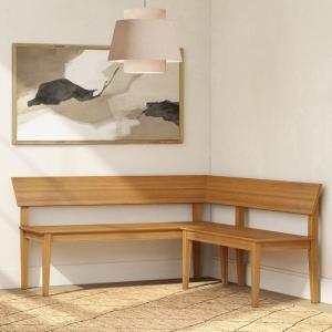 Plank+Beam Risa 64” x 64” Corner Bench – Solid Pine and Hardwood, Space-Saving L-Shaped Design for Dining or Kitchen Nooks, Pecan