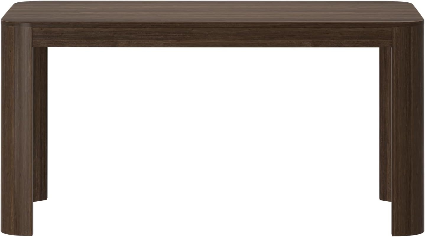 image:imagePlankBeam Contour Dining Table 60 Inch Solid Wood Kitchen Table Modern Round Table for 4 Wooden Rectangular Kitchen amp Dining Table for Home WalnutWalnut