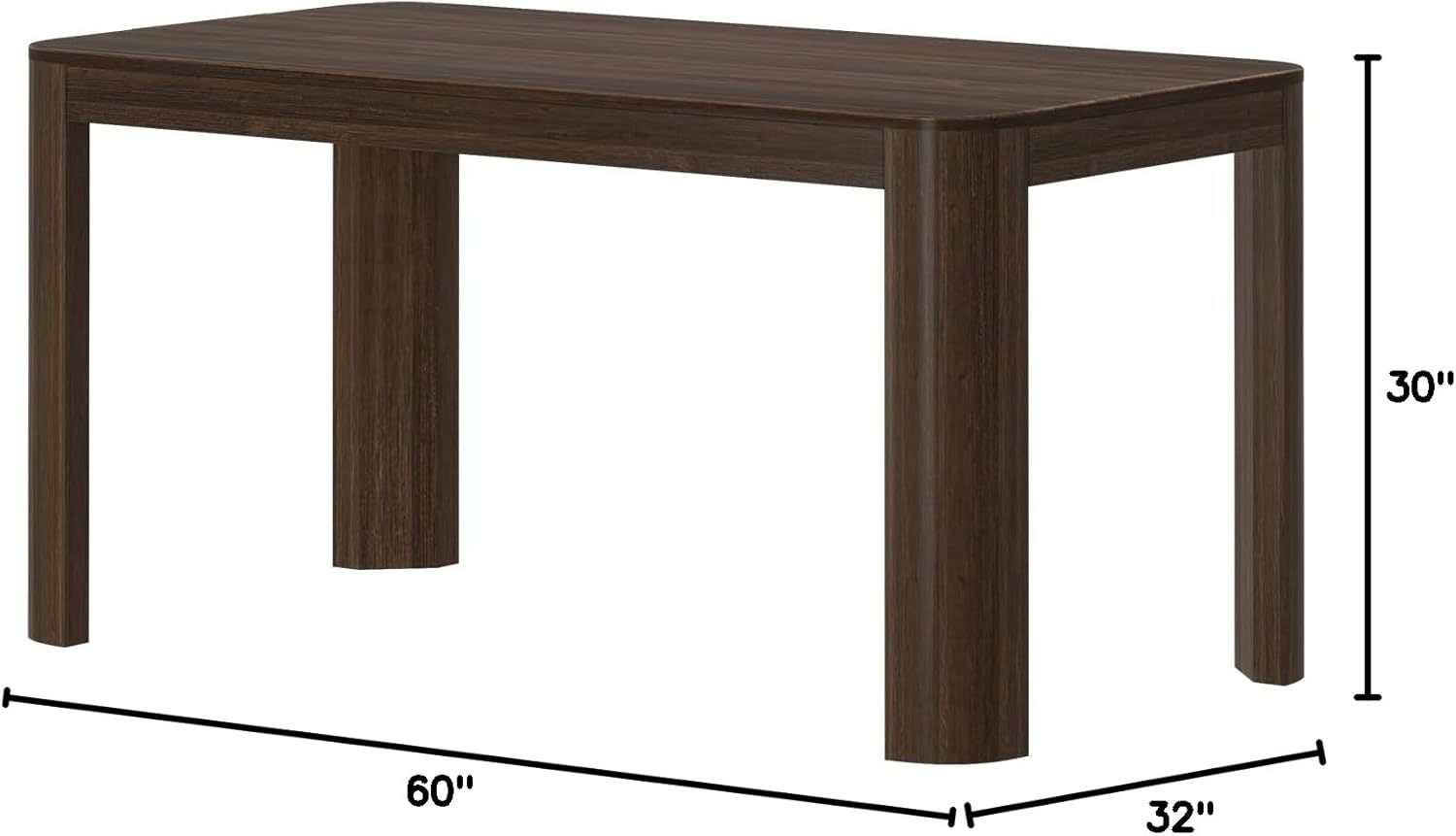 image:imagePlankBeam Contour Dining Table 60 Inch Solid Wood Kitchen Table Modern Round Table for 4 Wooden Rectangular Kitchen amp Dining Table for Home WalnutWalnut