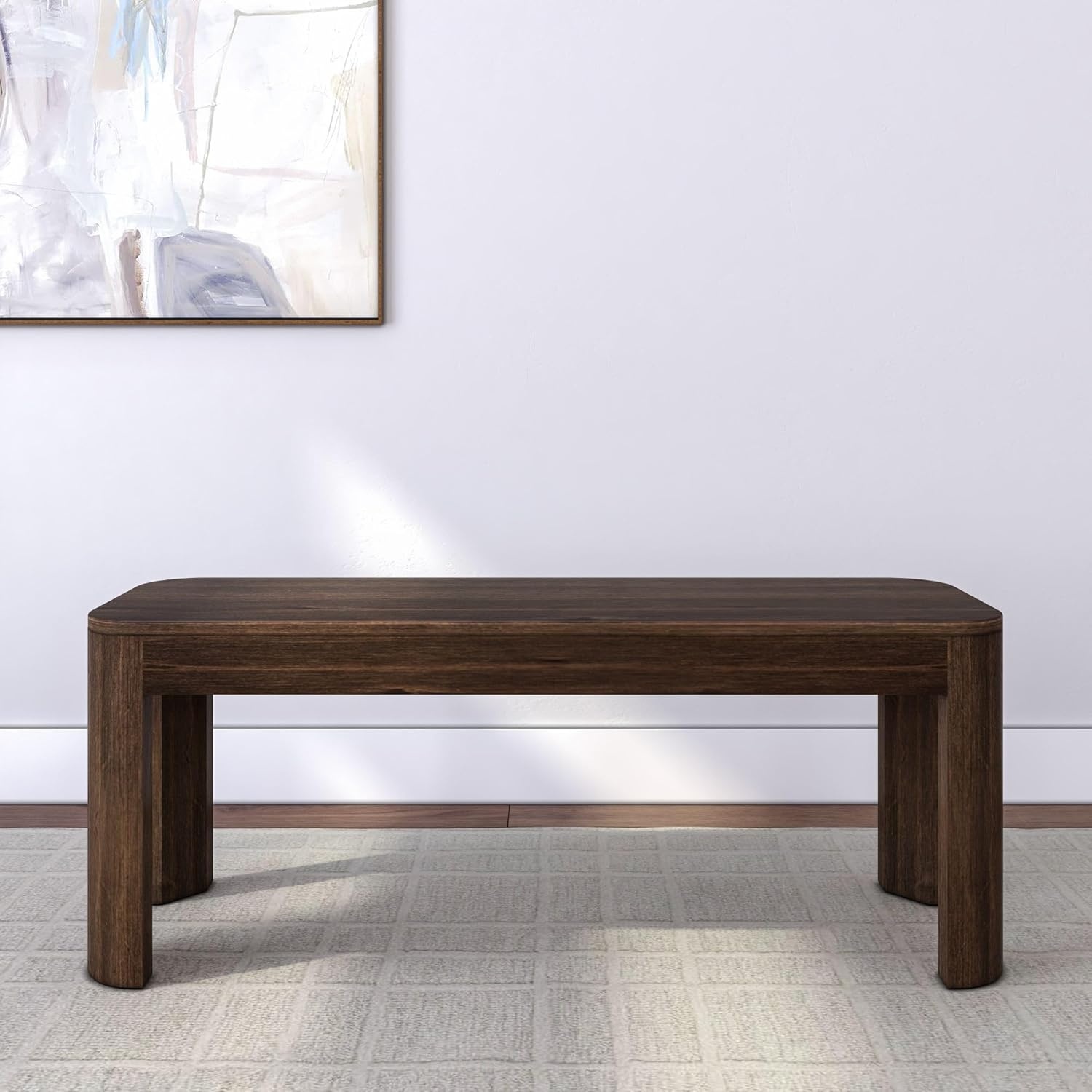 image:imagePlankBeam Contour Dining Table 60 Inch Solid Wood Kitchen Table Modern Round Table for 4 Wooden Rectangular Kitchen amp Dining Table for Home WalnutWalnut
