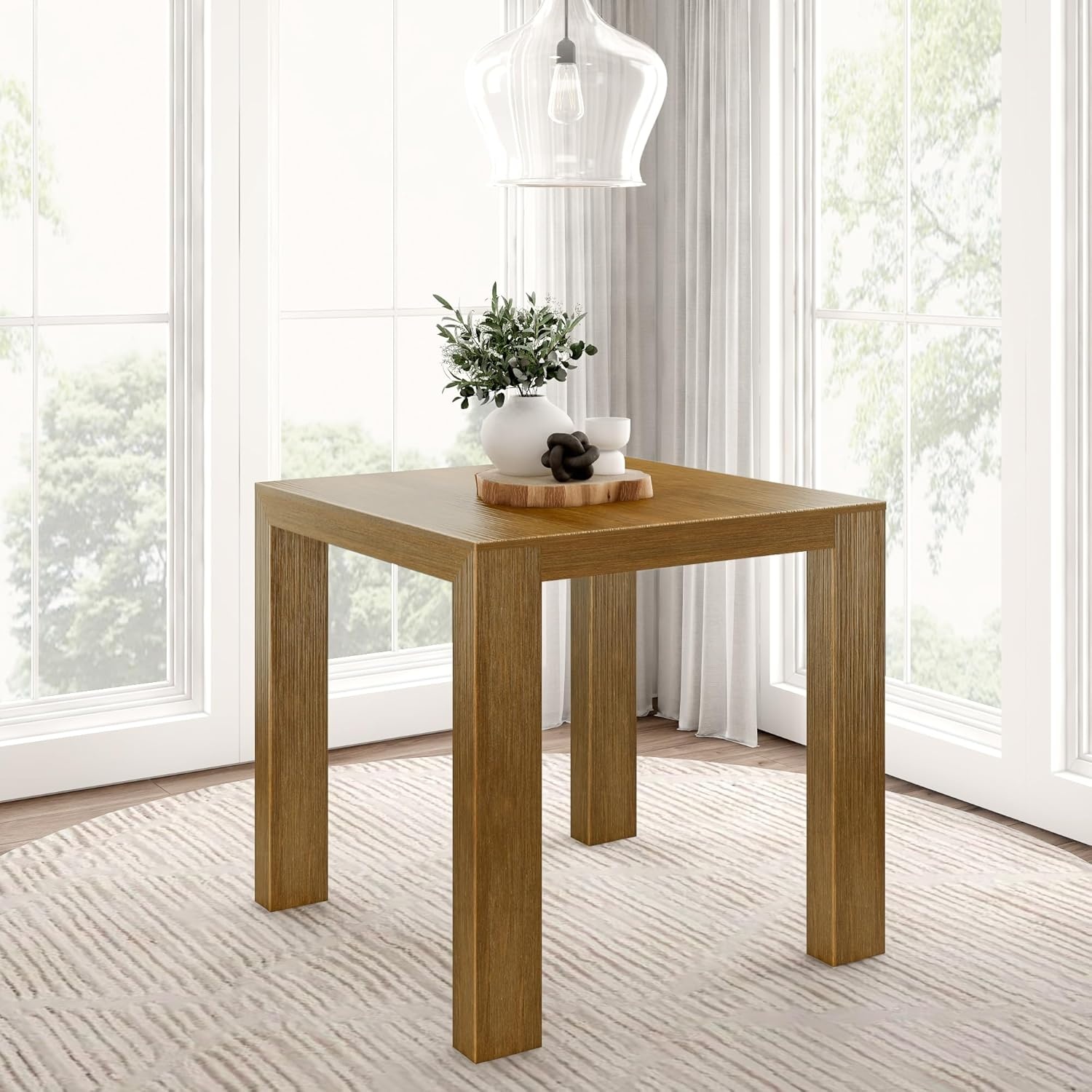 image:imagePlankBeam Counter Height Stool 38 Inch Solid Wood Dining Chair for Kitchen Island Breakfast Bar Seating Minimalist Design for Dining Room BlackPecan Wirebrush