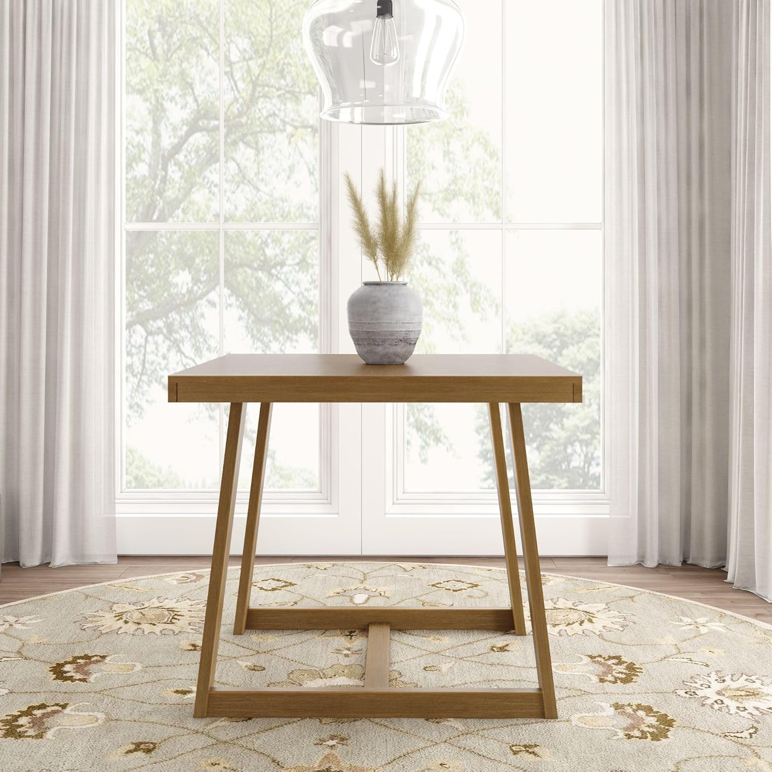 image:imagePlankBeam Counter Height Stool 38 Inch Solid Wood Dining Chair for Kitchen Island Breakfast Bar Seating Minimalist Design for Dining Room BlackPecan Wirebrush