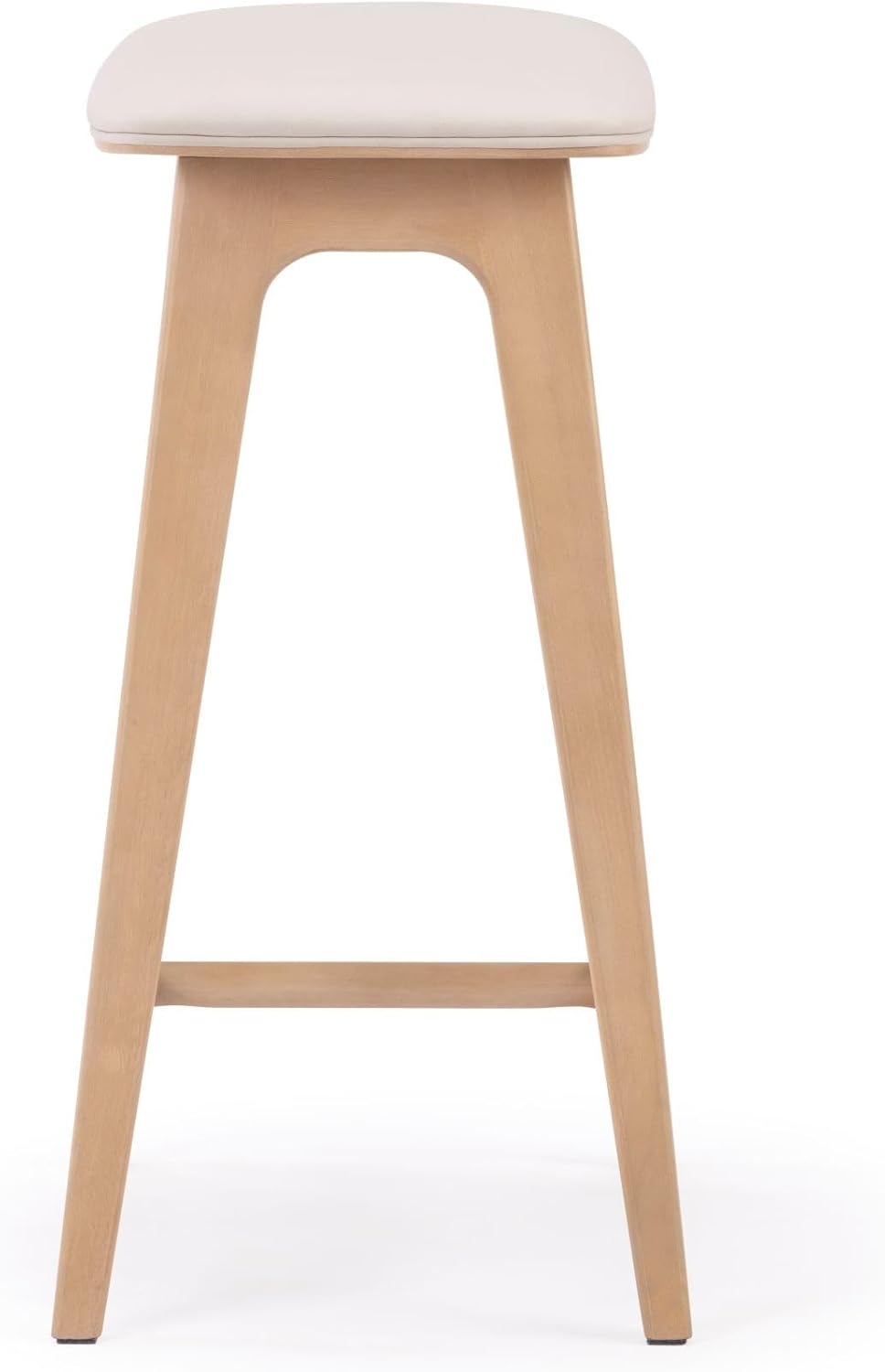 image:imagePlankBeam Beryl Counter Height Stool MidCentury Modern Rubberwood Bar Stool with Faux Leather Seat Metal Footrest Easy Assembly BlondeSesameBlondeSesame