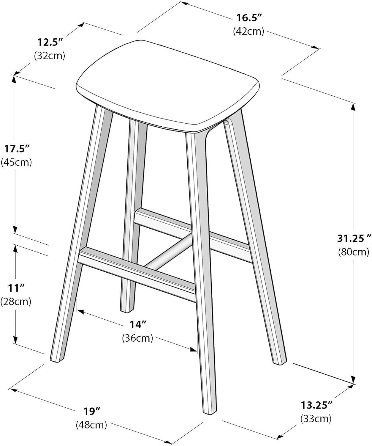 image:imagePlankBeam Beryl Counter Height Stool MidCentury Modern Rubberwood Bar Stool with Faux Leather Seat Metal Footrest Easy Assembly BlondeSesameBlondeSesame