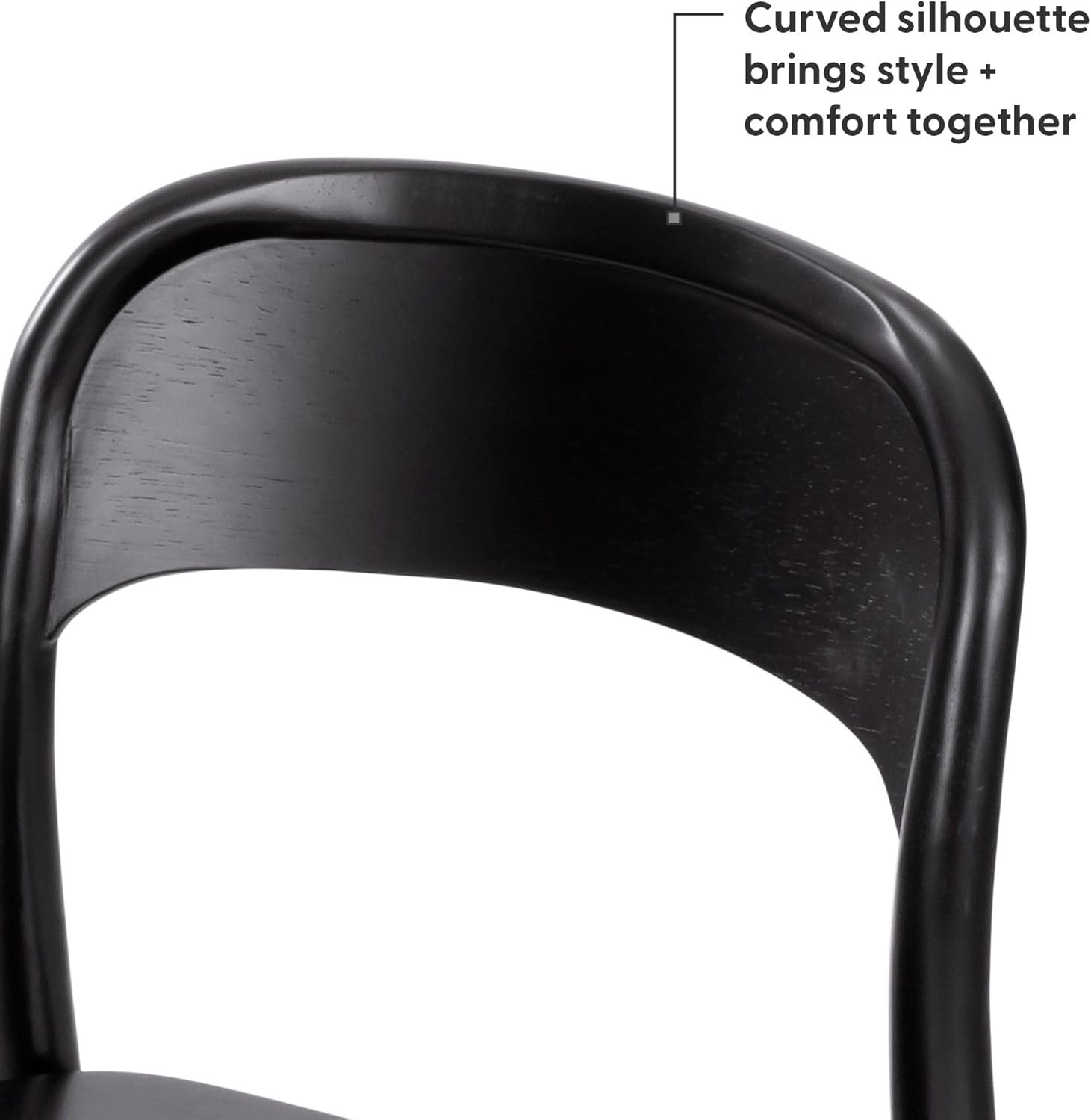 image:imagePlankBeam Loar Dining Chair 4Pack MidCentury Rubberwood and Engineered Wood with Curved Backrest Easy Assembly BlondeBlack