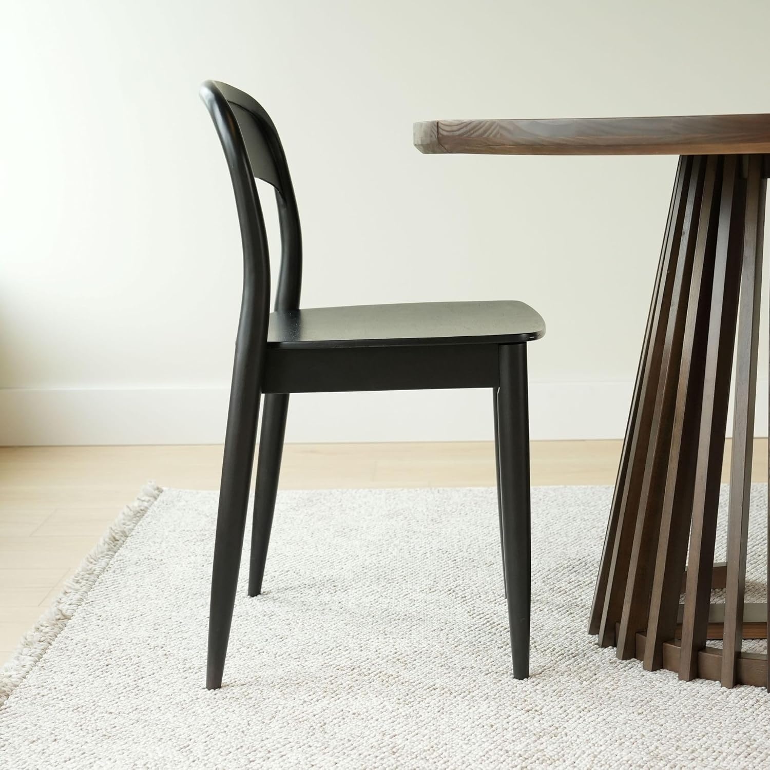 image:imagePlankBeam Loar Dining Chair 4Pack MidCentury Rubberwood and Engineered Wood with Curved Backrest Easy Assembly BlondeBlack