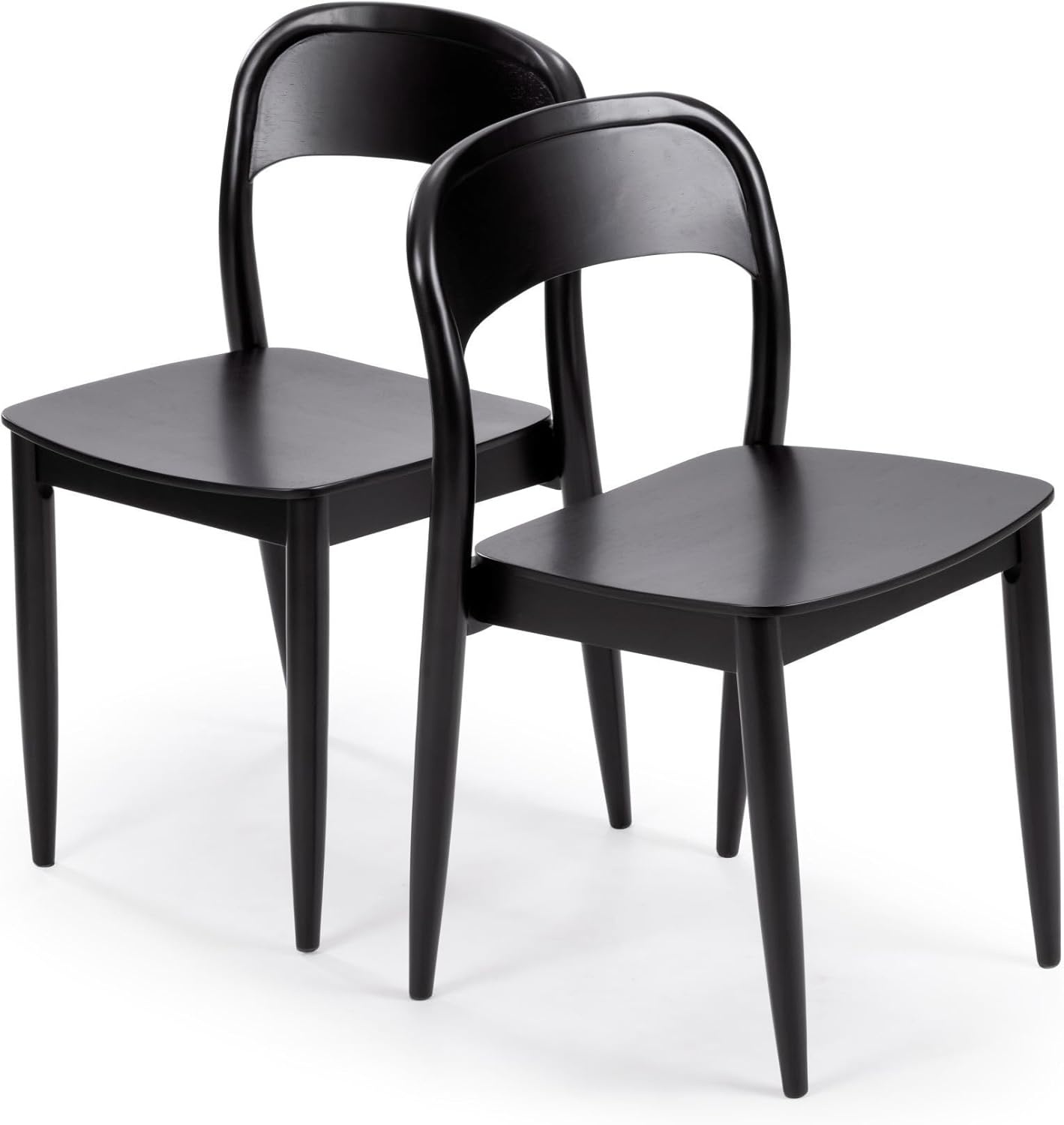 image:imagePlankBeam Loar Dining Chair 4Pack MidCentury Rubberwood and Engineered Wood with Curved Backrest Easy Assembly BlondeBlack