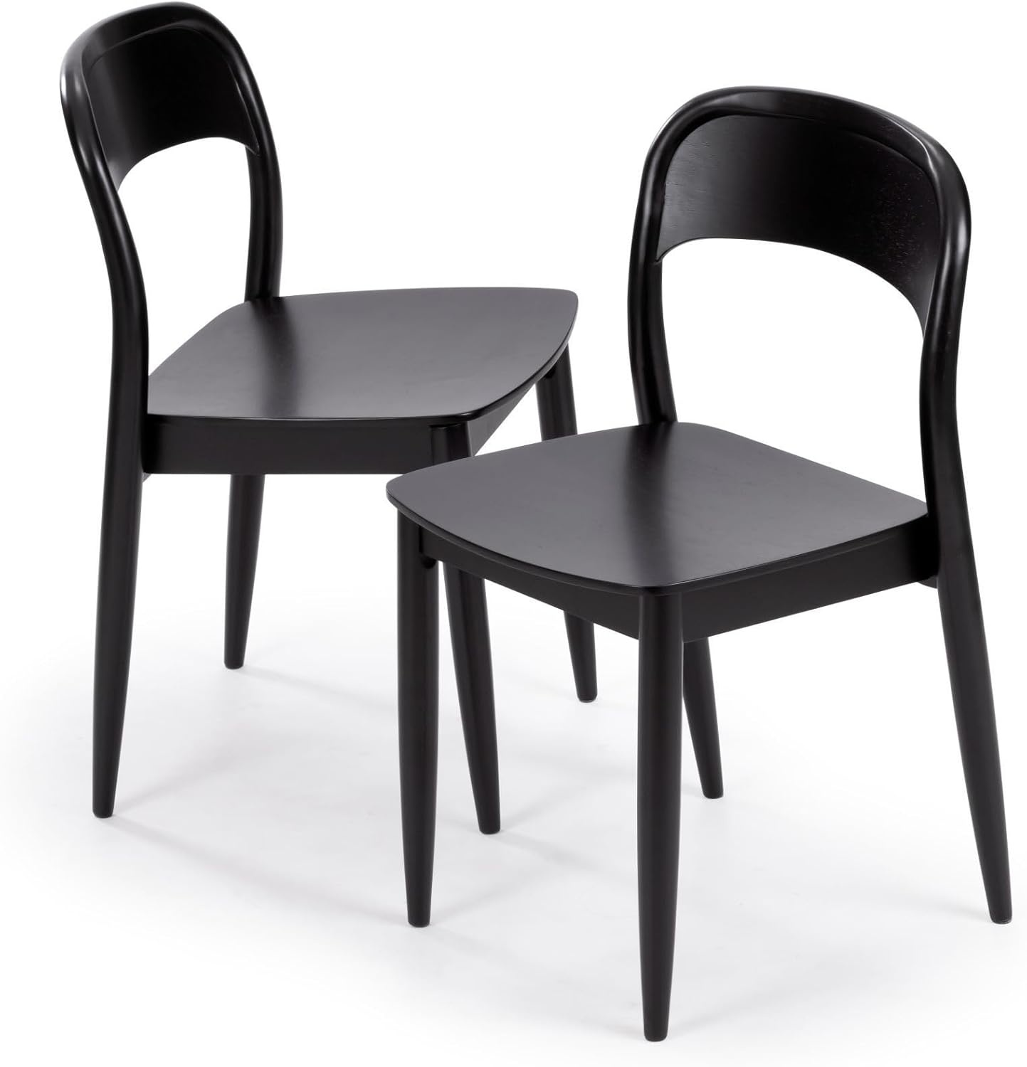 image:imagePlankBeam Loar Dining Chair 4Pack MidCentury Rubberwood and Engineered Wood with Curved Backrest Easy Assembly BlondeBlack