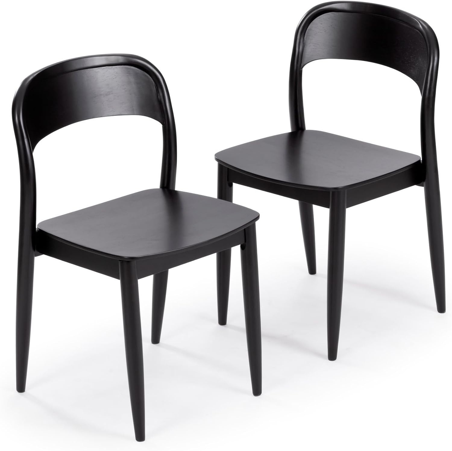 image:imagePlankBeam Loar Dining Chair 4Pack MidCentury Rubberwood and Engineered Wood with Curved Backrest Easy Assembly BlondeBlack