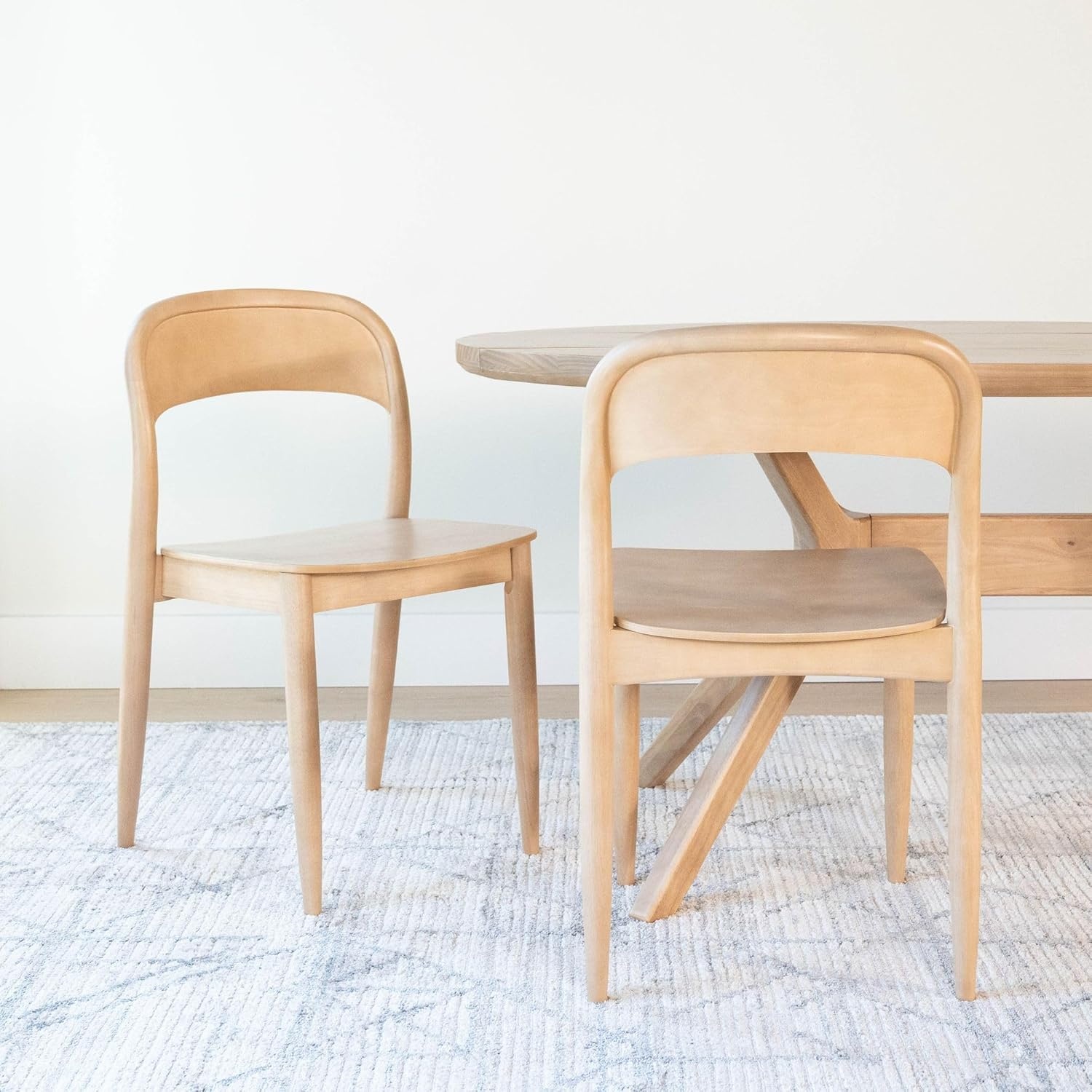 image:imagePlankBeam Loar Dining Chair 4Pack MidCentury Rubberwood and Engineered Wood with Curved Backrest Easy Assembly BlondeBlonde