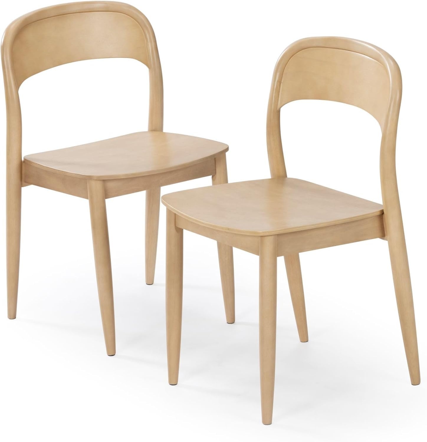 image:imagePlankBeam Loar Dining Chair 4Pack MidCentury Rubberwood and Engineered Wood with Curved Backrest Easy Assembly BlondeBlonde