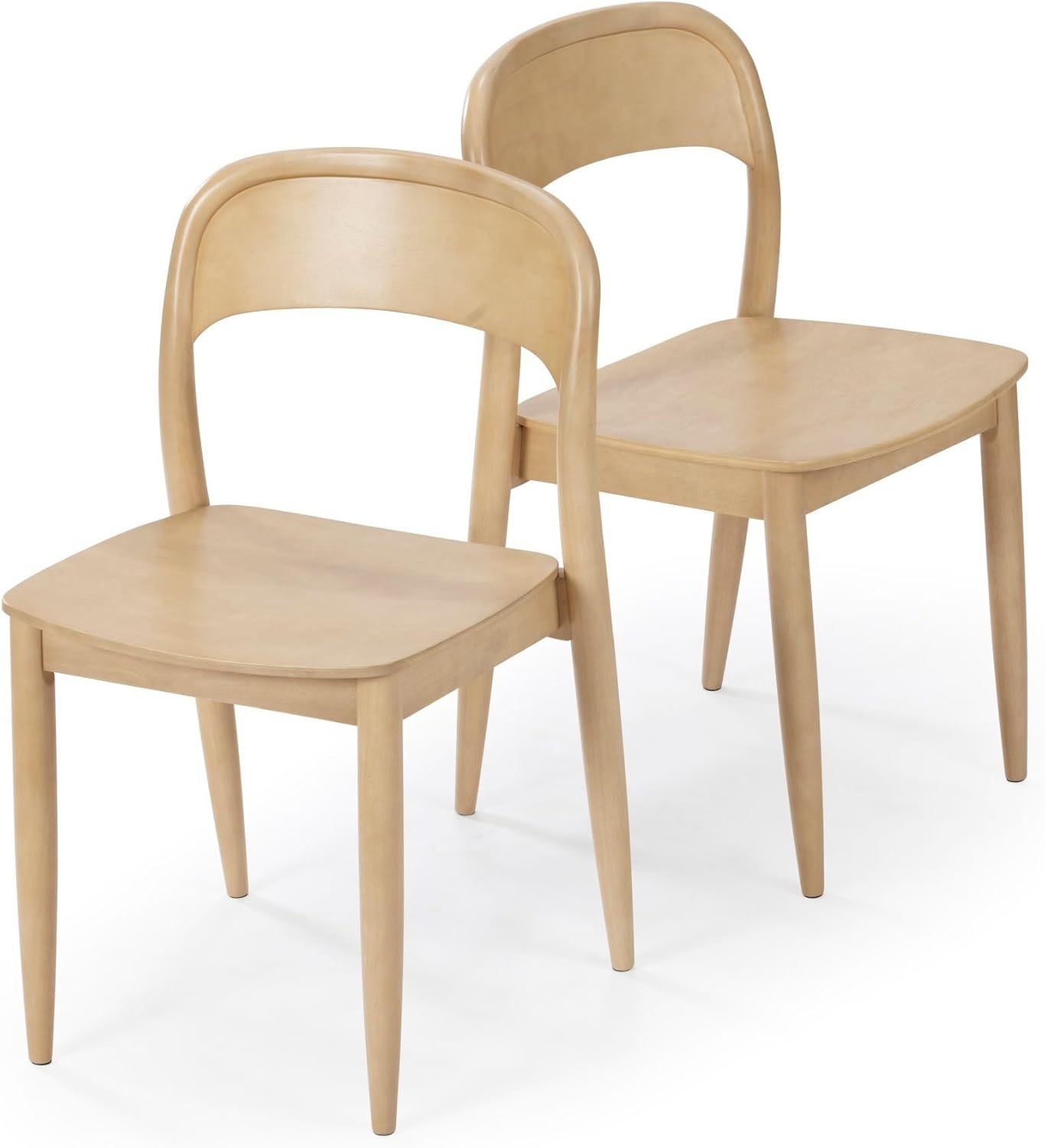 image:imagePlankBeam Loar Dining Chair 4Pack MidCentury Rubberwood and Engineered Wood with Curved Backrest Easy Assembly BlondeBlonde